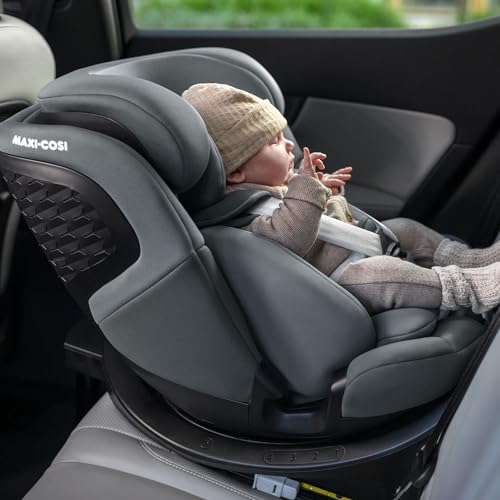 Maxi-Cosi Emerald 360 S i-Size, Autositz 360 Grad drehbar, 0–12 Jahre (40–150 cm), Auto Kindersitz, Baby Autositz, FlexiSpin-Drehung, 4 Liegepositionen, G-CELL Seitenaufprallschutz, Tonal Black