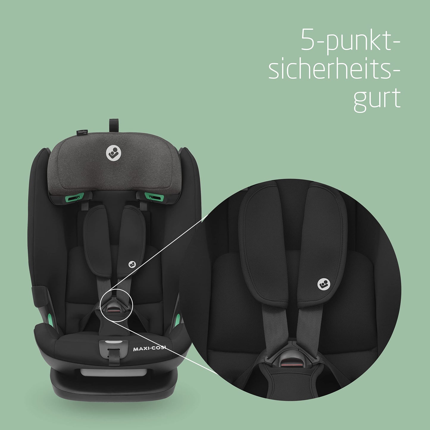 Maxi-Cosi Titan Plus i-Size, mitwachsender Kinderautositz, 15 Monat-12 Jahre (76-150 cm), G-CELL-Seitenaufprallschutz, 4 Liegepositionen, weiche Schaumstoffpolster in Kopfstütze, Authentic Black