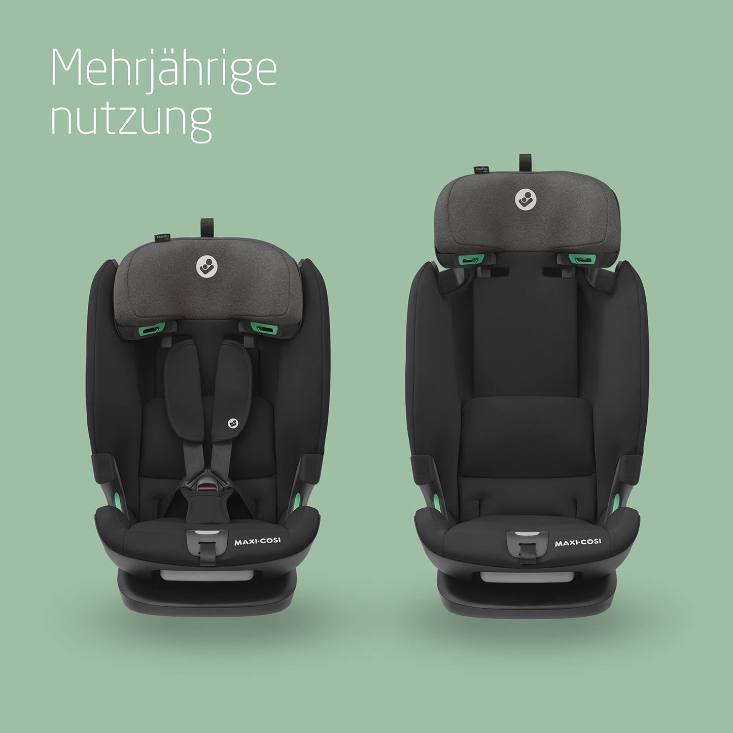 Maxi-Cosi Titan Plus i-Size, mitwachsender Kinderautositz, 15 Monat-12 Jahre (76-150 cm), G-CELL-Seitenaufprallschutz, 4 Liegepositionen, weiche Schaumstoffpolster in Kopfstütze, Authentic Black