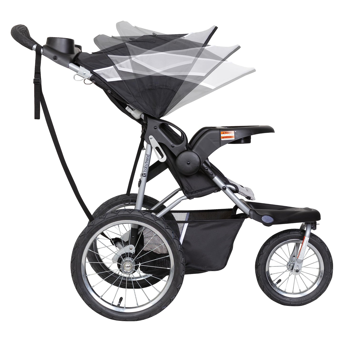 Baby Trend Expedition Jogging-Kinderwagen Phantom – Leichter All-Terrain-Jogger mit feststellbarem Schwenkrad, kompatibel mit Babyschalen, 5-Punkt-Gurt, zusätzlicher Stauraum, verstellbares Verdeck